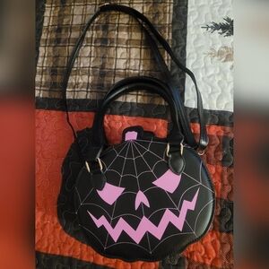 Black and Pink Spider Web Pumpkin Bag